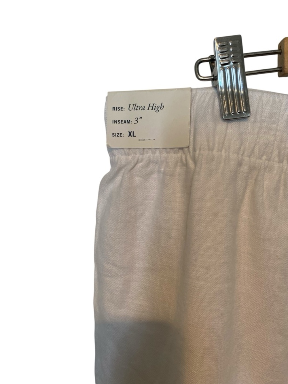 New Abercrombie & Fitch Ultra High Waist White pull on Linen Shorts SZ xl - Picture 5 of 7